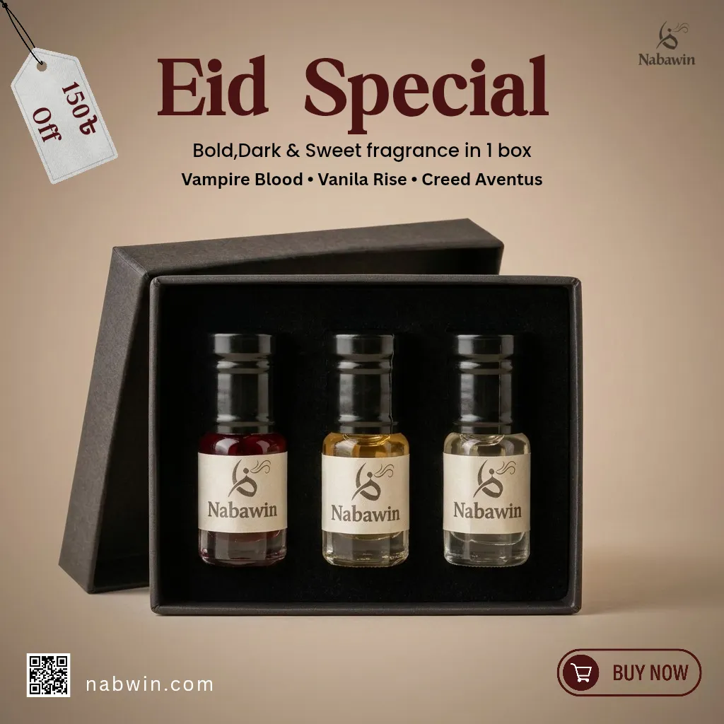 Eid Attar Perfume Oil Combo – Vampire Blood, Creed Aventus, Vanilla Rise