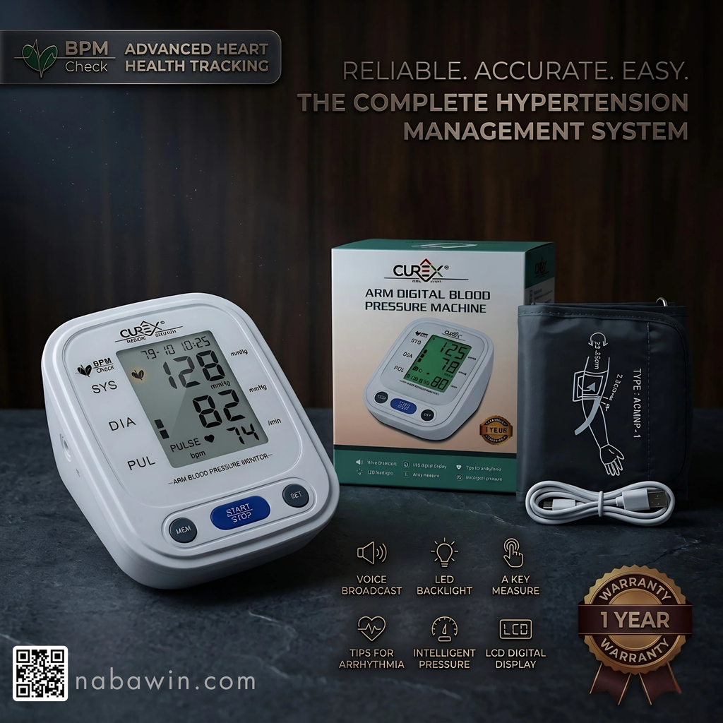 Curex Arm Digital Blood Pressure Monitor | Precision Heart Health Tracking | Nabawin Lifestyle